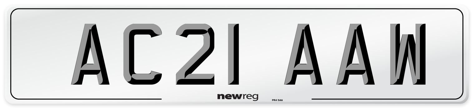 AC21 AAW Number Plate from New Reg